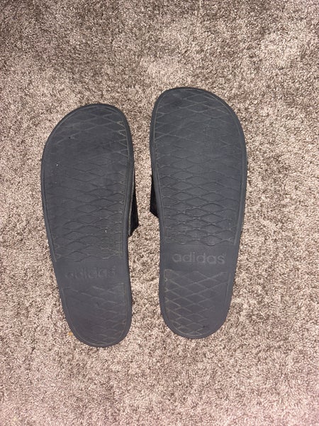 Adidas black and gold slides