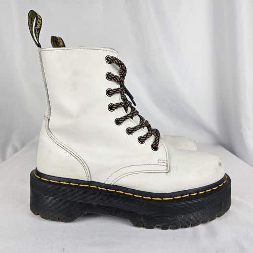 Dr. Martens Jadon Womens Size 6 Platform Smooth White Leather Boots Side Zip