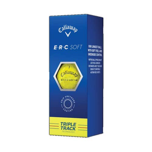 Callaway ERC Soft Triple Track Golf Balls (Yellow, 3pk) 1 Sleeve 2022 NEW
