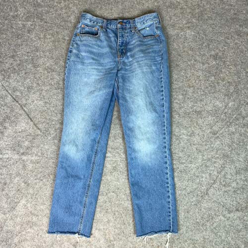 J Crew Womens Jeans 28 Blue Straight Denim Pant High Rise Button Fly Medium Wash