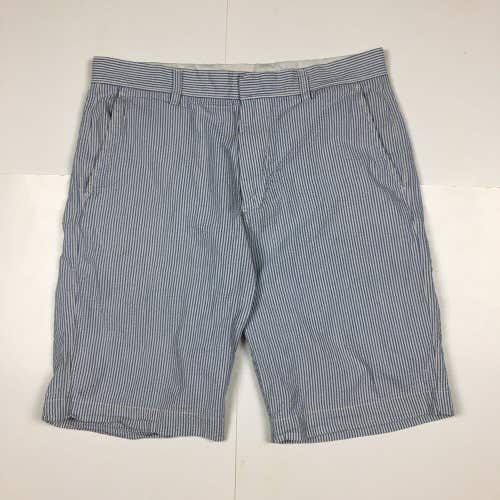 J.Crew Seersucker Shorts Blue/White Vertical Striped 100% Cotton Men's Sz 32"