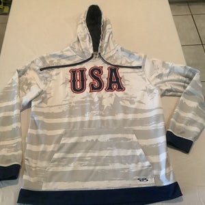 New Boombah Hooded Sweatshirt Hoodie Mens Large USA Baseball Sweater White Box O