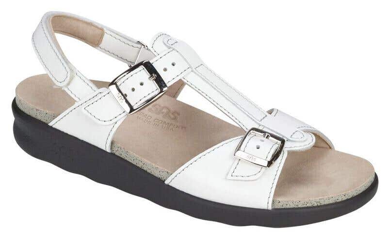 SAS Shoes Adult Womens Captiva 2110 Size 8.5N White TStrap Casual Sandals NIB
