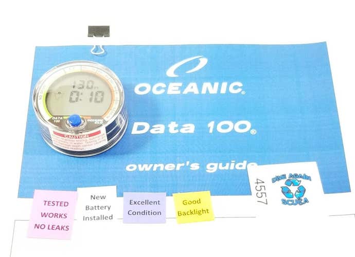 Oceanic Data 100 Puck Scuba Dive Computer + Manual  EXCELLENT!!            #4557