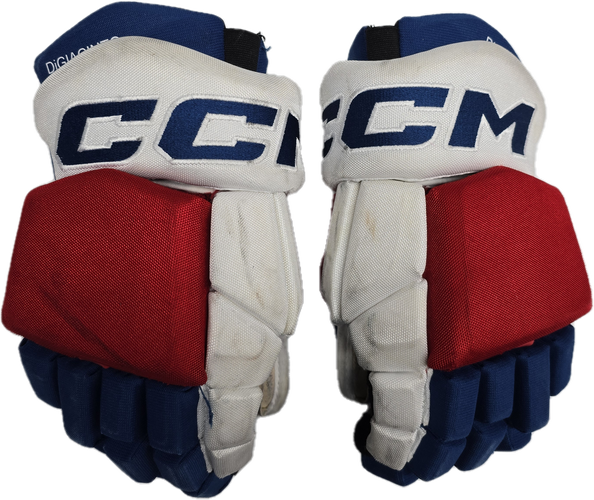 CCM HGTKPP PRO STOCK HOCKEY GLOVES 14" WOLFPACK AHL USED DIGIACINTO(12112)