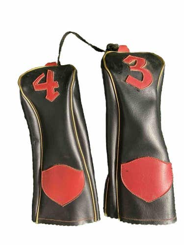 Vintage HED-MITS By Clark Golf Headcover Set of Two For 3,4 Woods On String