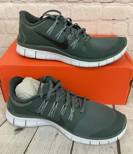 Nike Free 5.0+ Men's Running Shoes Dark Metallic Green Black Platinum US 9.5