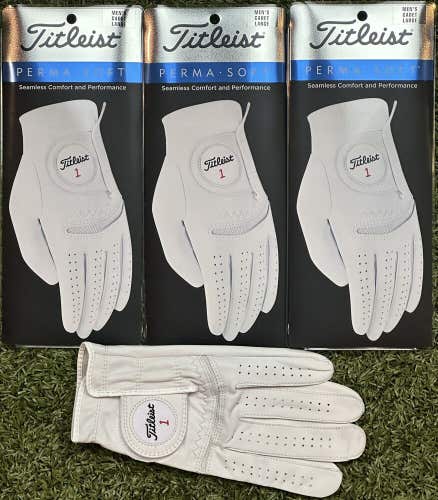 Titleist Perma Soft Leather Golf Glove 3-Pack Bundle Lot Cadet Large L #84233
