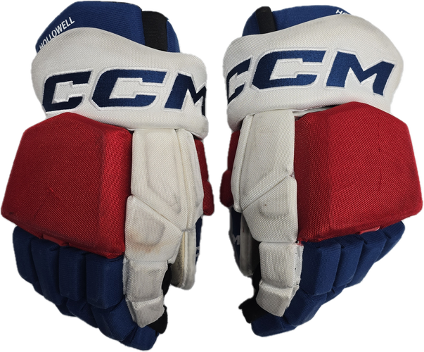 CCM HGTKPP PRO STOCK HOCKEY GLOVES 13" WOLFPACK AHL USED HOLLOWELL(12138)