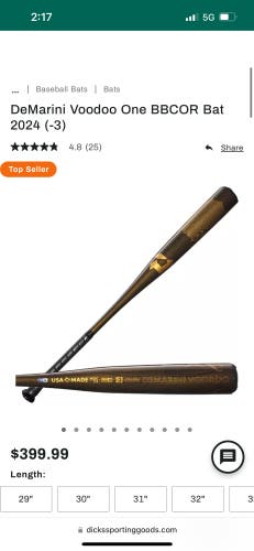 DeMarini Voodoo -3 baseball bat