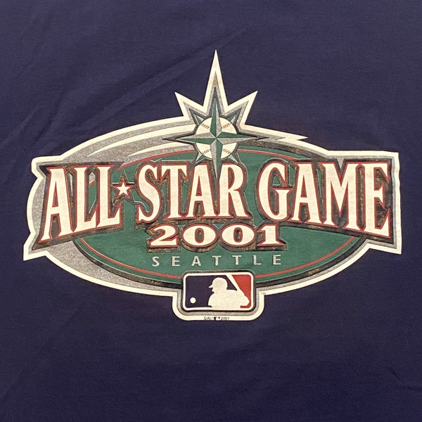 Vintage 2001 MLB All-Star Game Seattle T Shirt Men XL Navy Majestic Short Sleeve
