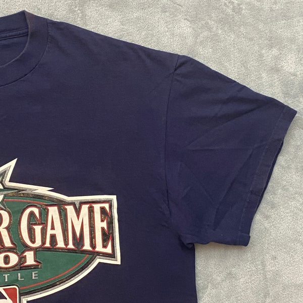 Vintage 2001 MLB All-Star Game Seattle T Shirt Men XL Navy Majestic Short Sleeve