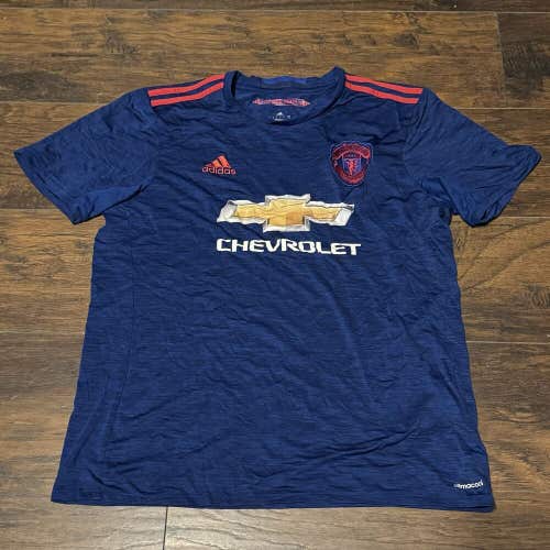 Manchester United 2016-17 Adidas Blue Away Climacool Jersey Soccer Kit Sz Large