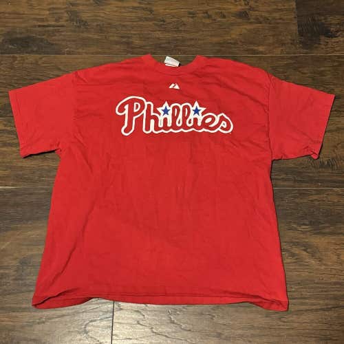 Jimmy Rollins Philadelphia Phillies Majestic MLB Name & Number Tee Shirt Size XL