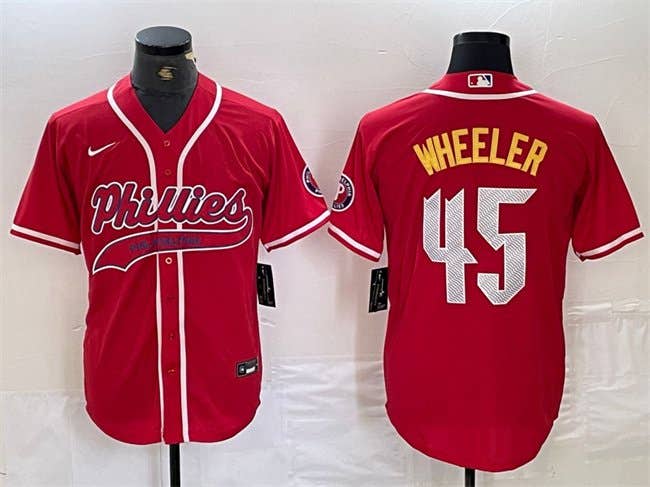 #45 Zack Wheeler Red 2024 City Connect Stitched Jersey  -All Men Women Youth Size Available