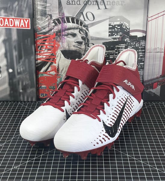 Nike Alpha Menace Pro 2 Mid Football Cleats White/Red BV3945  display picture 3