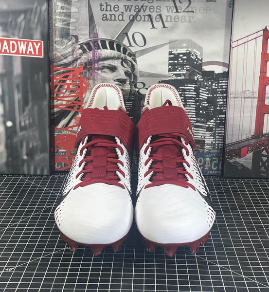 Nike Alpha Menace Pro 2 Mid Football Cleats White/Red BV3945  display picture 2