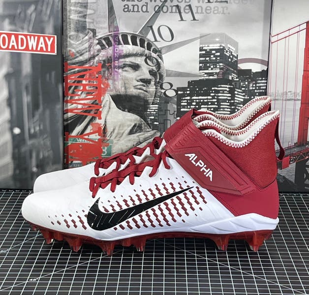Nike Alpha Menace Pro 2 Mid Football Cleats White/Red BV3945  display picture 1