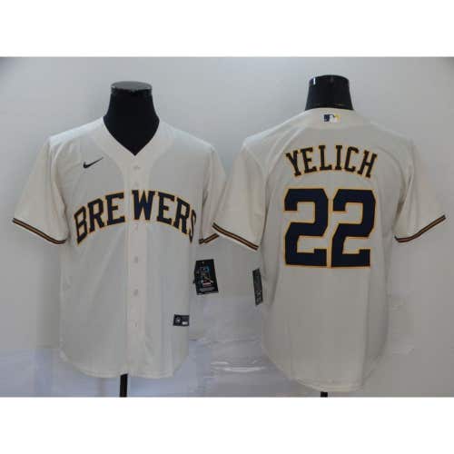 Milwaukee Brewers Christian Yelich Cream Game Jersey -All Men Women Youth Size Available