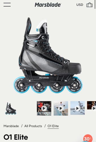 New  Marsblade Regular Width Size 9 O1 Inline Skates