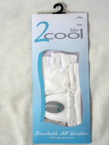 Quality Sports 2 Cool Half Finger Golf Glove (White, RIGHT, SMALL, Ladies) NEW
