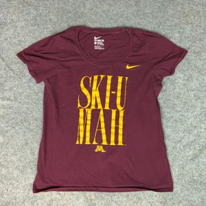Minnesota Gophers Womens Shirt Large Nike Maroon Gold Short Sleeve Tee NCAA Top