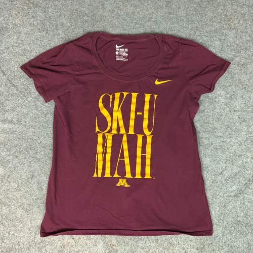 Minnesota Gophers Womens Shirt Large Nike Maroon Gold Short Sleeve Tee NCAA Top