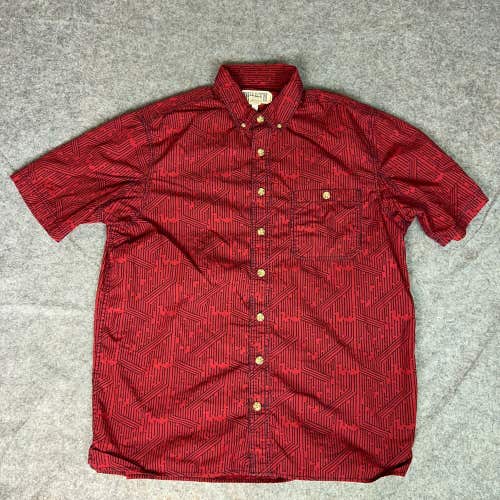 Duluth Trading Mens Shirt Large Tall Red Black Hiking Camp Top Geometric Top
