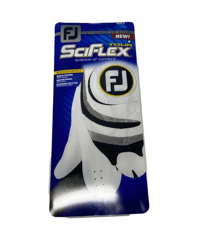NEW RH FootJoy Sci-Flex Tour White/Black Golf Glove Men's RH Small (S)