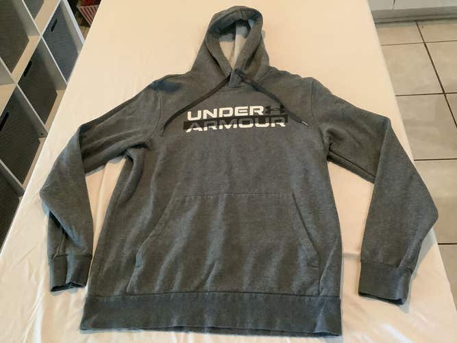 Under Armour Hoodie Hooded Sweatshirt Gray Mens Medium Excellent Cond Box 0
