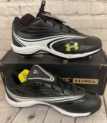 Under Armour 1228394-011 Glyde IV Womens ST CC Baseball Cleats Black White US 11