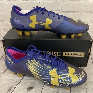 Under Armour Spotlight DC FG Soccer Cleats Grape Fusion Gold Rush US Size 10.5