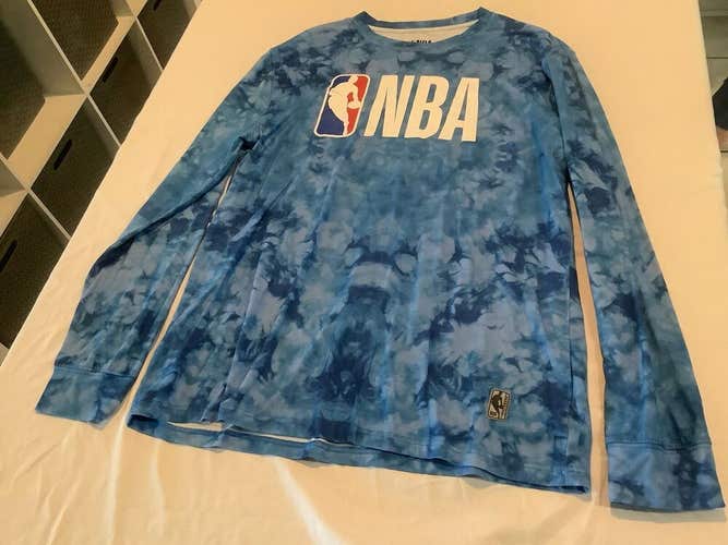 NBA Basketball Long Sleeve Shirt Blue Swirls Mens Size Large Exc Cond Box O