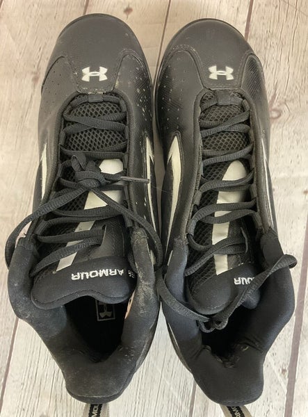 Under Armour 1097001-001 Metal Bomber Mid ST Mens Baseball Cleats Black Silver 9