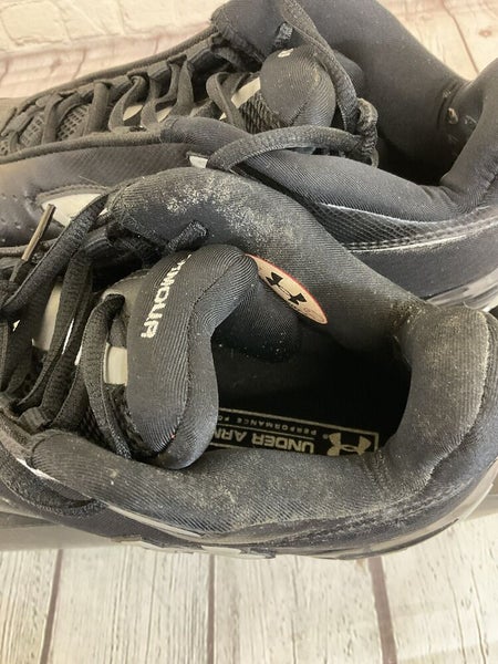 Under Armour 1097001-001 Metal Bomber Mid ST Mens Baseball Cleats Black Silver 9