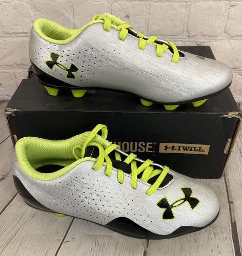 Under Armour 1216897-099 Blur HG JR Youth Soccer Cleats Silver Black US 1.5Y