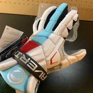 Brand New 12” Custom Maverik M5 Lacrosse Gloves Carolina Blue Red Medium