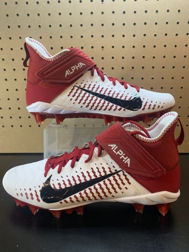 NEW Size 12 Alabama Crimson Tide Nike Alpha Menace Pro 2 Football Lacrosse Cleats Red White