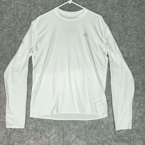 Adidas Womens Shirt 2XL XXL White Long Sleeve Casual Climalite Top Sports Logo