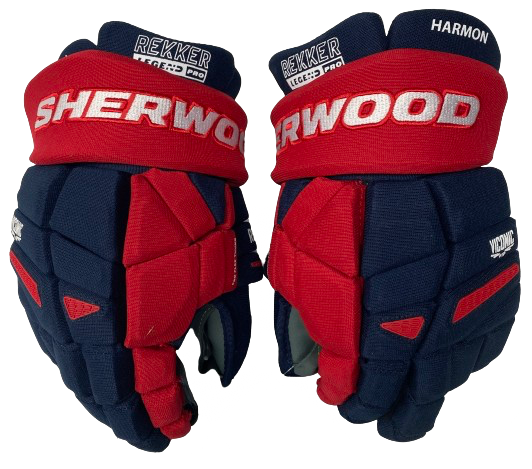 SHERWOOD REKKER LEGEND PRO PRO STOCK CUSTOM HOCKEY GLOVES 13" TEAM USA HARMON(11696)