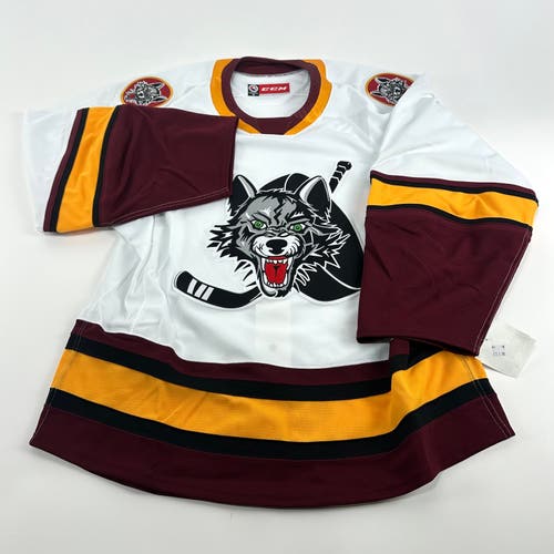 Brand New Home Authentic Chicago Wolves AHL Quicklite Game Jersey - MIC Made in Canada