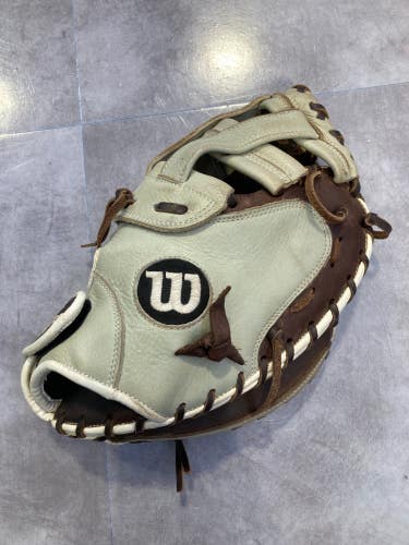 Used Wilson a900 Right Hand Throw Catcher's Softball Glove 33"