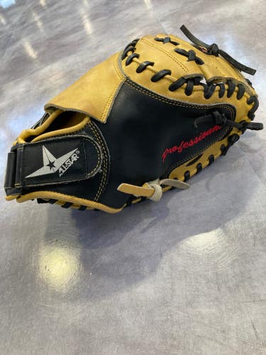 Brown Used All Star Pro Advanced Right Hand Throw Catcher's Baseball Glove 33.5"