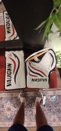 Used Vaughn Velocity V4 glove 7900 and blocker 7480