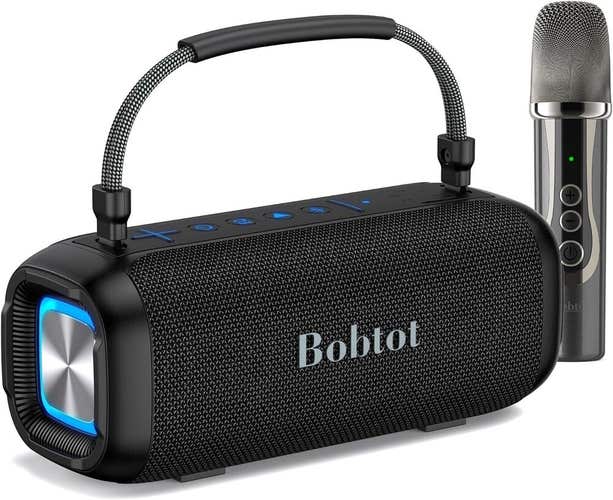 NEW BOBTOT Bluetooth Speaker Portable Waterproof Speaker Karaoke Microphone
