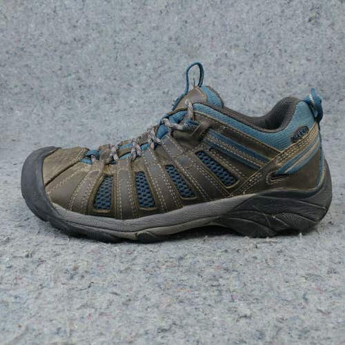 Keen Voyageur Low Mens 9.5 Hiking Shoes Gray Brown Breathable Leather NO INSOLES