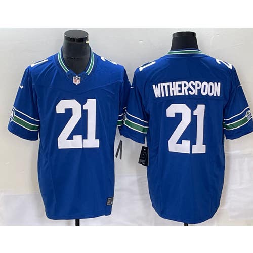 Devon Witherspoon Royal Throwback Limited Jersey -All Men Women Youth Size Available