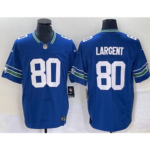 Steve Largent Royal Throwback Limited Jersey -All Men Women Youth Size Available