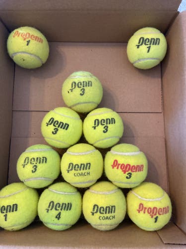 Used Penn 12 Pack (1 Dozen) Tennis Balls (PRACTICALLY NEW)