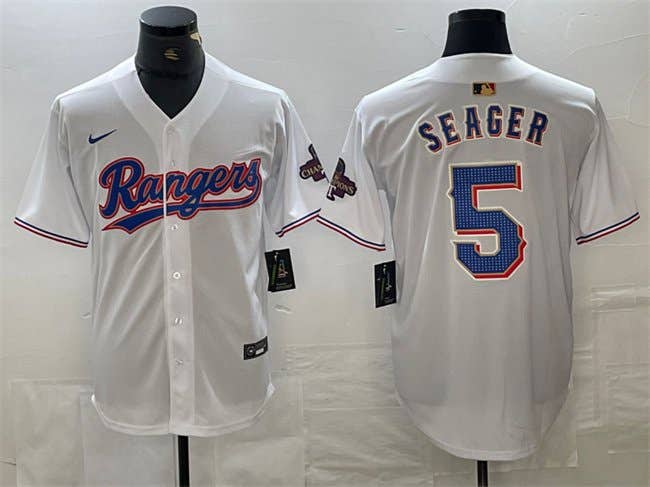Corey Seager White Gold Cool Base Stitched Jersey -All Men Women Youth Size Available